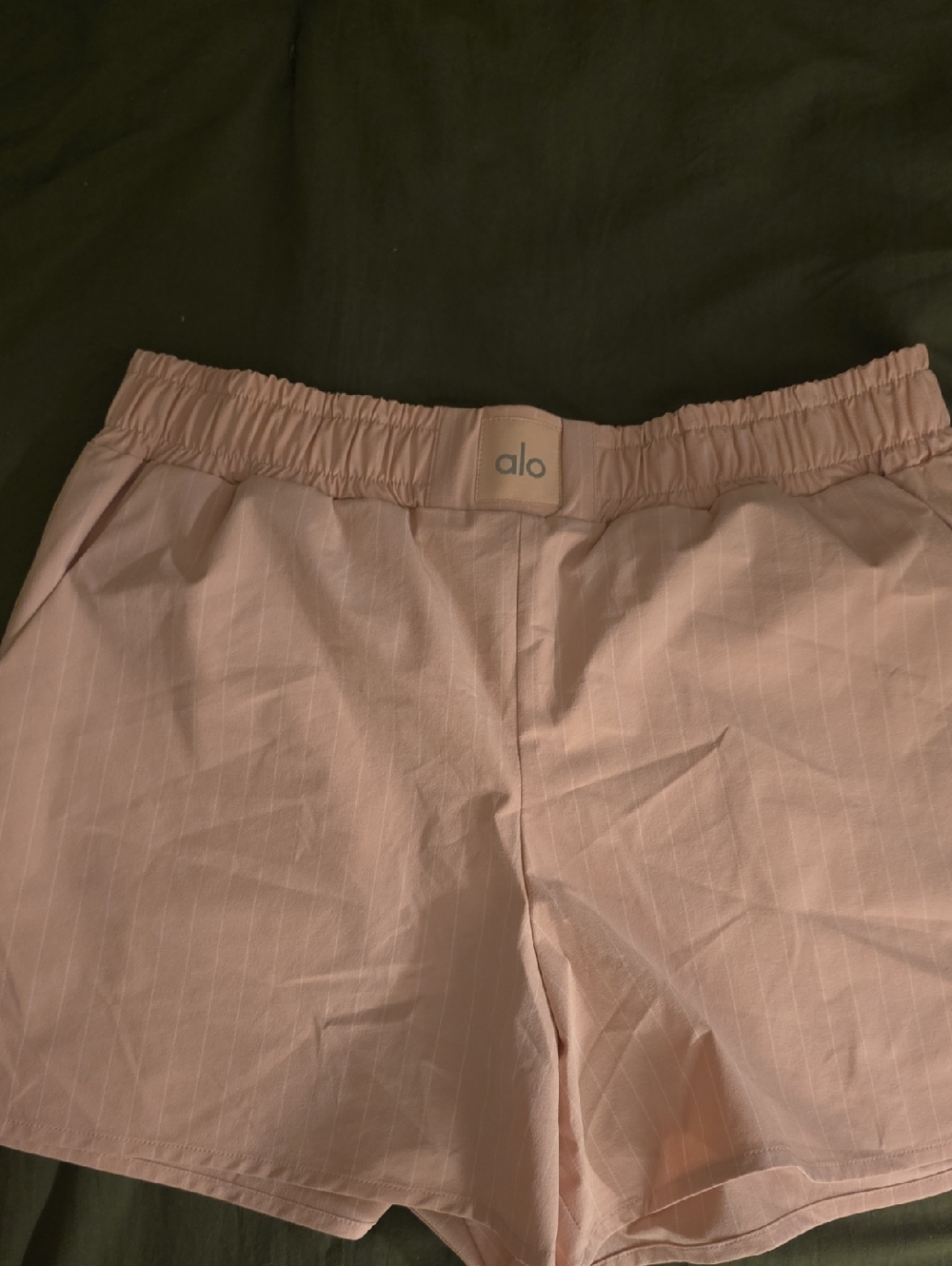 ALO Yoga Blush Pinstripe Athletic Shorts